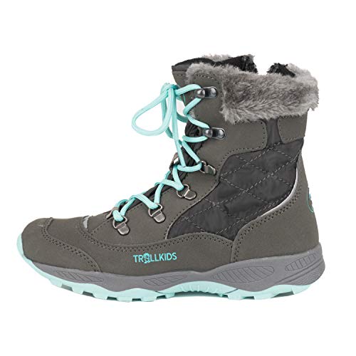 Trollkids Mädchen Hemsedal Winterschuhe Winterstiefel, Stahlgrau/Minze, Größe 25 von Trollkids