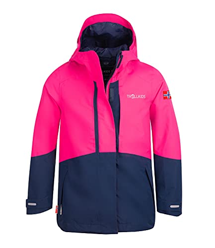 Trollkids Mädchen Jacke Skaland, Marineblau/Magenta, Größe 110 von Trollkids