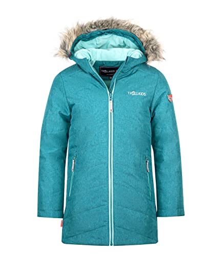 Trollkids Mädchen Lifjell wasserabweisende winddichte Ski Jacke Winterjacke, Blaugrün/Wasserblau, Größe 110 von Trollkids