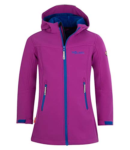 Trollkids Mädchen Lillesand wasserabweisender Softshell Mantel, Fuchsia/Blau, Größe 164 von Trollkids