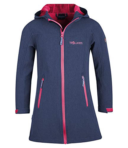 Trollkids Mädchen Lillesand wasserabweisender Softshell Mantel, Marineblau/Magenta, Größe 110 von Trollkids