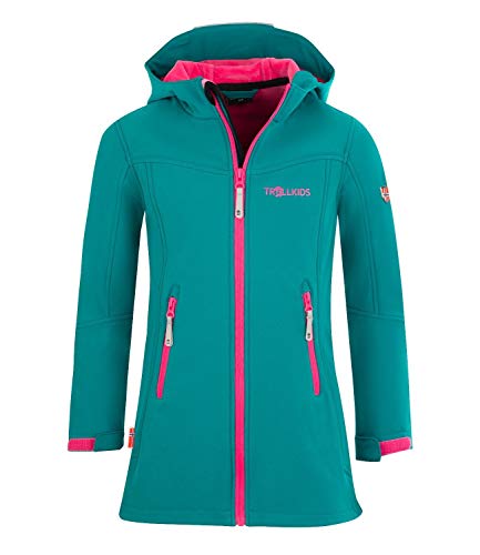 Trollkids Mädchen Lillesand wasserabweisender Softshell Mantel, Smaragdgrün/Rubinrot, Größe 164 von Trollkids