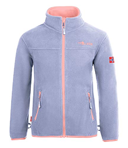 Trollkids Mädchen Oppdal XT Fleece Jacke, Lavender/Aprikose, Größe 164 von Trollkids