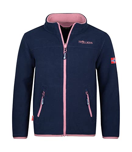 Trollkids Mädchen Oppdal XT Fleece Jacke, Marineblau/Violett, Größe 164 von Trollkids