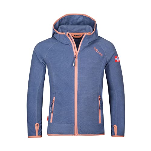 Trollkids Mädchen Sandefjord Fleece Jacke, Lotusblau/Koralle, Größe 104 von Trollkids