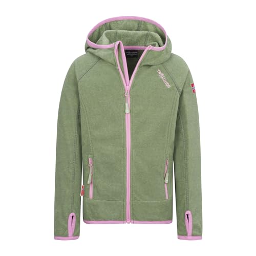 Trollkids Mädchen Sandefjord Fleece Jacke, Pistaziengrün/Rosa, Größe 164 von Trollkids