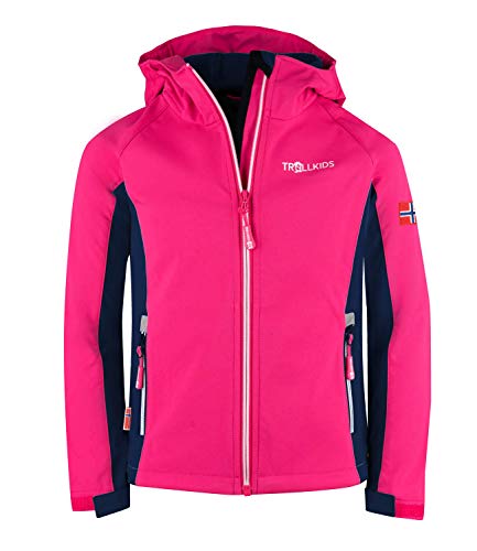 Trollkids Mädchen Softshell Jacke Kristiansand, Marineblau/Pink, Größe 110 von Trollkids