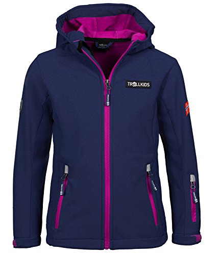 Trollkids Mädchen Softshell Jacke Oslofjord, Marineblau/Magenta, Größe 164 von Trollkids