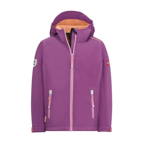 Trollkids Mädchen Softshell Jacke Trollfjord, Malvenpink/Papayaorange, Größe 176 von Trollkids