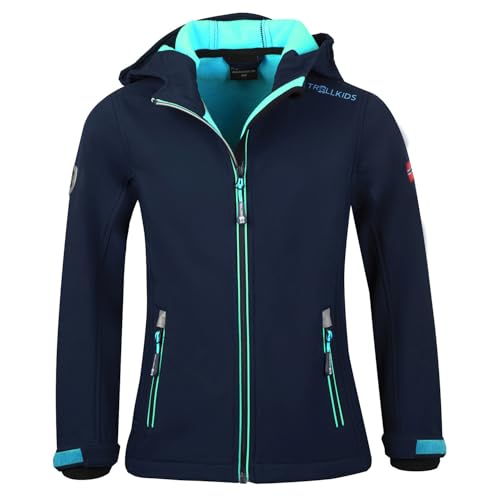 Trollkids Girls Trollfjord Jacket 164, Navy/Aqua von Trollkids