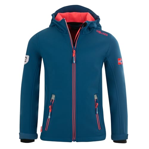 Trollkids Girls Trollfjord Jacket 128, Midnight Blue/Coral von Trollkids