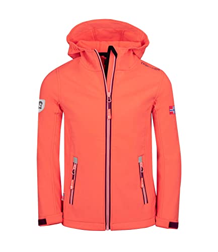 Trollkids Mädchen Softshell Jacke Trollfjord, Pfirsich/Maulbeere, Größe 110 von Trollkids