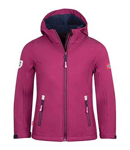 Trollkids Mädchen Softshell Jacke Trollfjord, Pflaume/Marineblau, Größe 104 von Trollkids