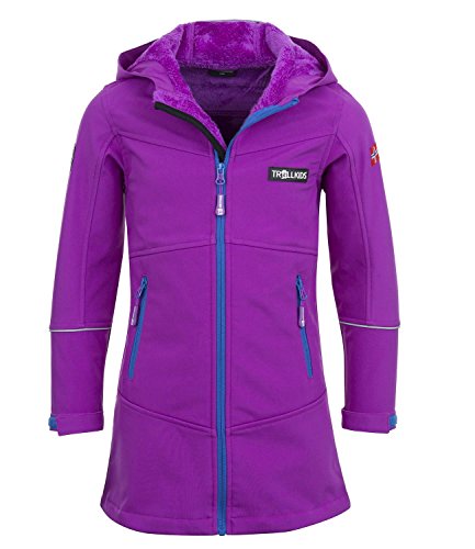 Trollkids Mädchen Softshell Mantel Aurland, Fuchsia/Blau, Größe 92 von Trollkids