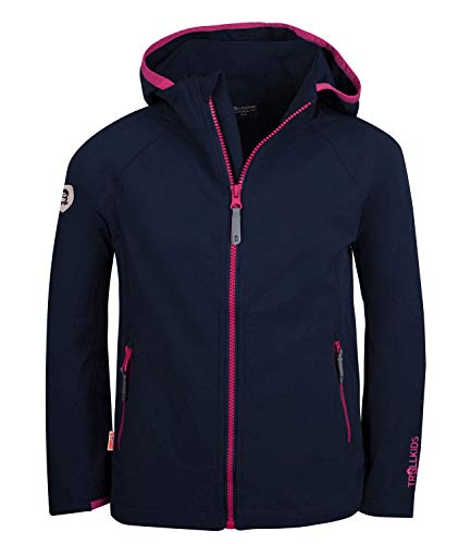 Trollkids Mädchen Softshelljacke Kvalvika, Marineblau/Magenta, Größe 128 von Trollkids