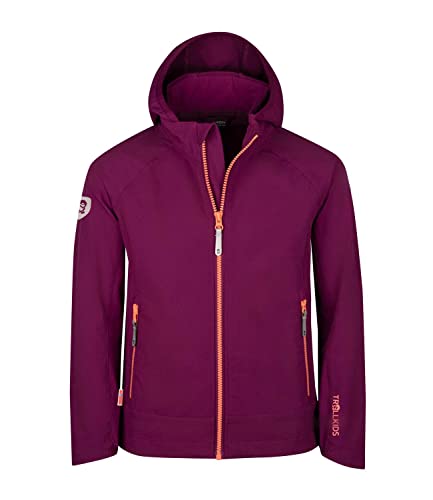 Trollkids Mädchen Softshelljacke Kvalvika, Maulbeere/Pfirsich, Größe 176 von Trollkids