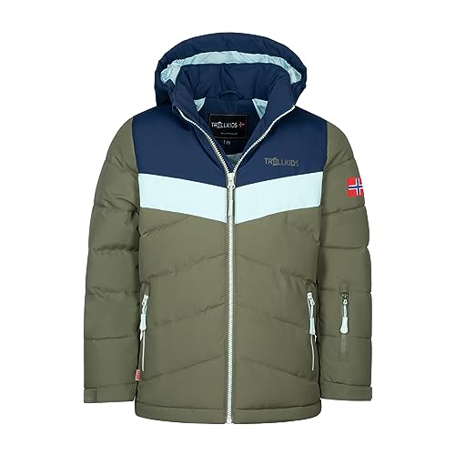 Trollkids Mädchen Winterjacke Gryllefjord, Marine/Dunkle Olive/Kalte Minze, Größe 128 von Trollkids