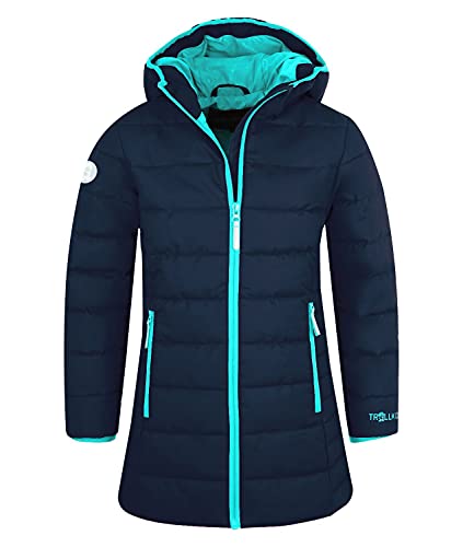 Trollkids Mädchen Wintermantel Winterjacke Stanavanger, Marineblau/Minze, Größe 104 von Trollkids