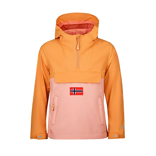 Trollkids Mädchen wasserdichter Anorak Bergen, Saharagelb/Koralle, Größe 104 von Trollkids