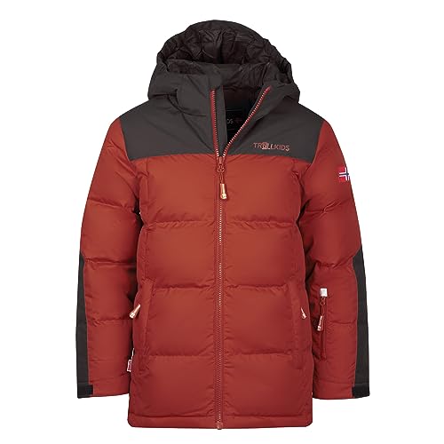 Trollkids Narvik XT Daunenjacke, Rostrot/Schwarz, Größe 104 von Trollkids