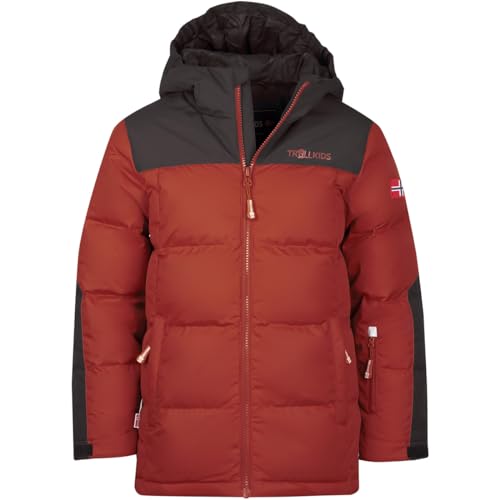 Trollkids Narvik XT Daunenjacke, Rostrot/Schwarz, Größe 116 von Trollkids