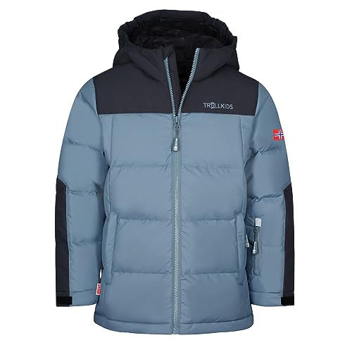 Trollkids Narvik XT Daunenjacke, Schwarz/Stahlblau, Größe 104 von Trollkids