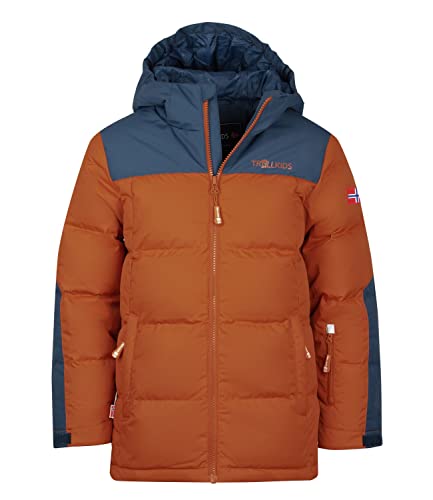 Trollkids Narvik XT Daunenjacke, Zimt/Dunkelblau, Größe 116 von Trollkids