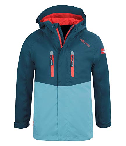 Trollkids Nusfjord Regenjacke, Petrolblau/Rot, Größe 176 von Trollkids