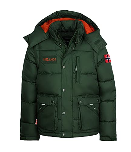 Trollkids Parka Jacke Zip Off Holmdalen XT, Waldgrün/Orange, Größe 110 von Trollkids