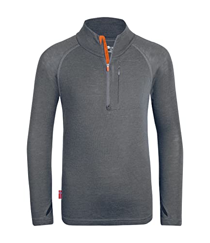 Trollkids Pullover Lofoten, Anthrazit/Orange, Größe 164 von Trollkids