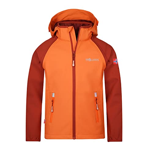 Trollkids Rondane Softshell Jacke Zip Off, Hellorange/Rotbraun, Größe 110 von Trollkids