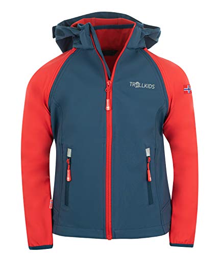 Trollkids Rondane Softshell Jacke Zip Off, Hellrot/Blau, Größe 110 von Trollkids