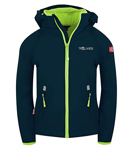 Trollkids Rondane Softshell Jacke Zip Off, Marineblau/Limette, Größe 116 von Trollkids