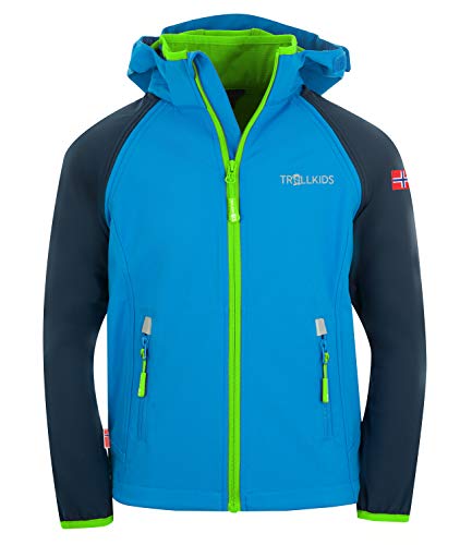 Trollkids Rondane Softshell Jacke Zip Off, Marineblau/Mittelblau/Grün, Größe 104 von Trollkids