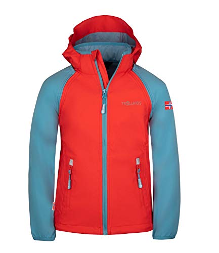 Trollkids Rondane Softshell Jacke Zip Off, Rot/Delphinblau, Größe 152 von Trollkids