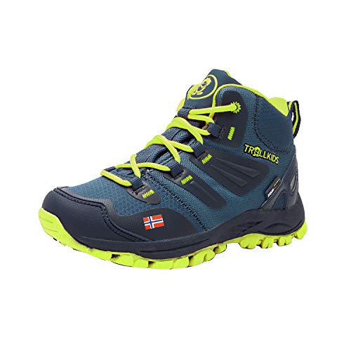 Trollkids Rondane Wanderschuh Hiker Mid, Marineblau/Limette, Größe 40 von Trollkids