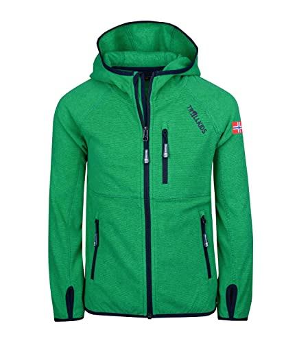 Trollkids Sandefjord Fleece Jacke, Pfeffergrün/Marineblau, Größe 128 von Trollkids