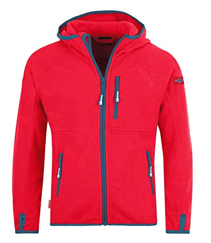 Trollkids Sandefjord Fleece Jacke, Rot/Petrol, Größe 164 von Trollkids