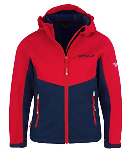 Trollkids Softshell Jacke Kristiansand, Hellrot/Blau, Größe 104 von Trollkids