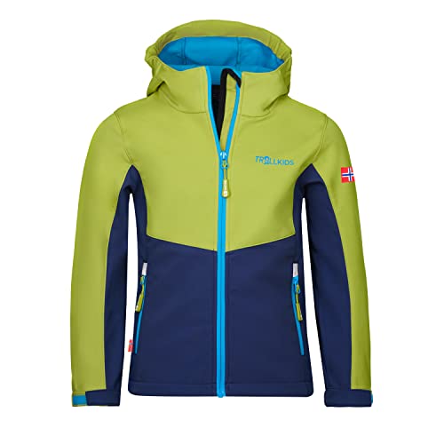 Trollkids Softshell Jacke Kristiansand, Kiwigrün/Mystikblau, Größe 104 von Trollkids