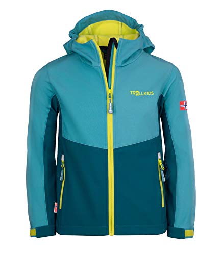 Trollkids Softshell Jacke Kristiansand, Petrolblau/Delphinblau, Größe 104 von Trollkids