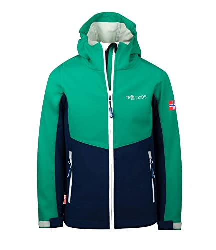 Trollkids Softshell Jacke Kristiansand, Pfeffergrün/Marineblau, Größe 104 von Trollkids