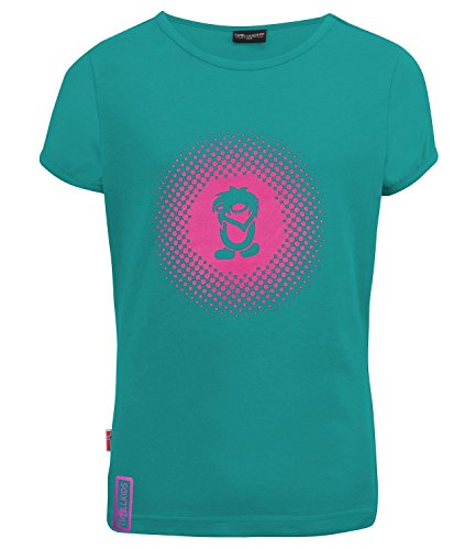 Trollkids T-Shirt Mädchen Logo, Smaragdgrün/Rubinrot, Größe 110 von Trollkids