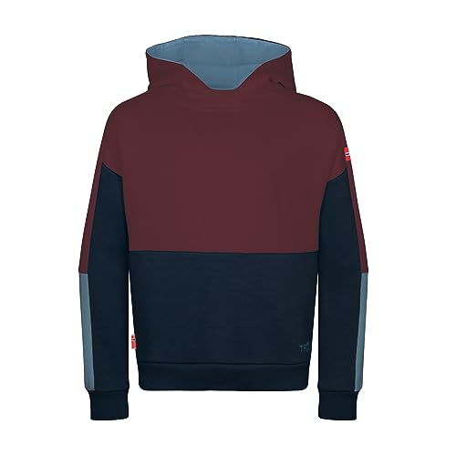 Trollkids Trendiger Kinder Hoodie mit seitlichen Eingriffstaschen RONDANE, Kastanienbraun/Stahlblau/Mystik Blau, Größe 110 von Trollkids