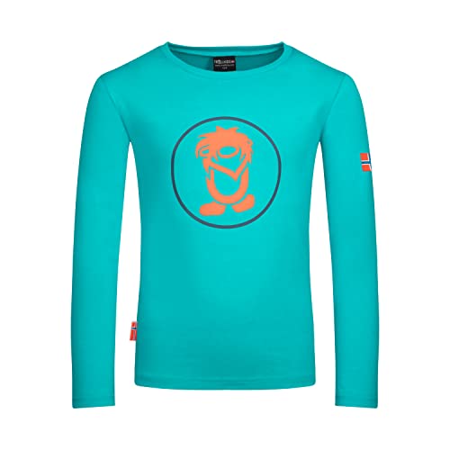 Trollkids Troll Longsleeve, Blaugrün/Hellorange, Größe 128 von Trollkids