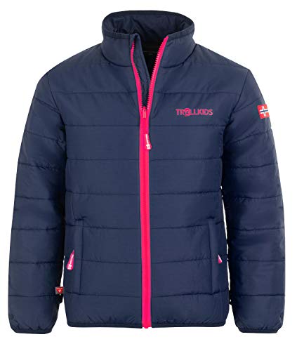 Trollkids Trondheim XT Daunenjacke, Marineblau/Magenta, Größe 152 von Trollkids