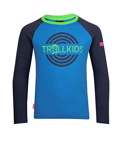 Trollkids Unisex - Kinder Preikestolen Kapuzenpullover Hoodie aus Baumwolle, Mittelblau/Marineblau, Größe 116 von Trollkids