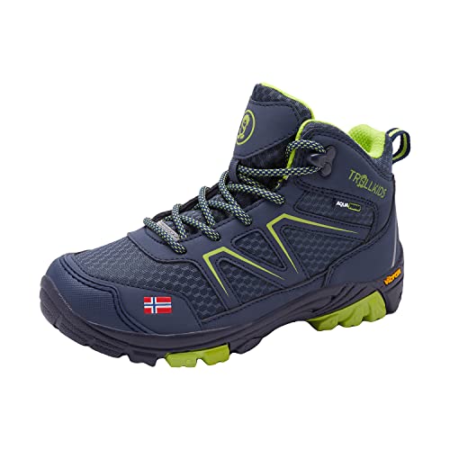 Trollkids Wanderschuh SKARVAN Mid, Marineblau/Limette, Größe 31 von Trollkids