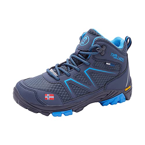 Trollkids Wanderschuh SKARVAN Mid, Marineblau/Mittelblau, Größe 39 von Trollkids