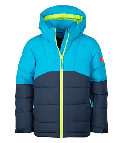 Trollkids Winterjacke Gryllefjord, Blau/Nachtblau/Limegrün, Größe 98 von Trollkids